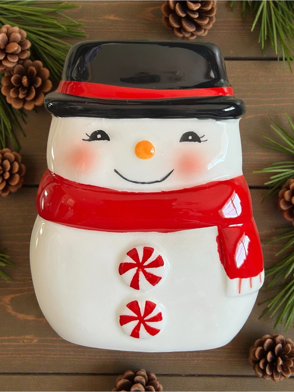 Festive Red & White Snowman Ceramic Holiday Napkin Holder